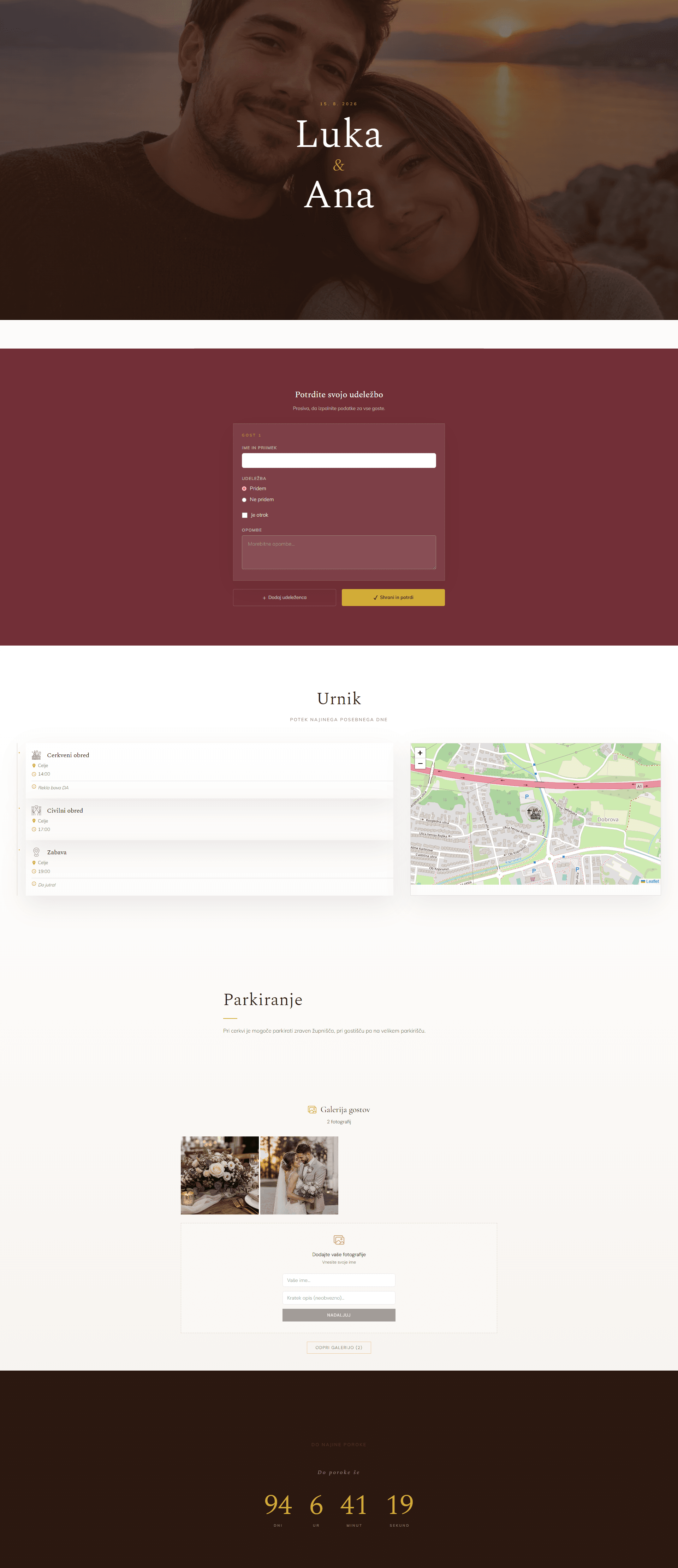 Maribor wedding website template preview