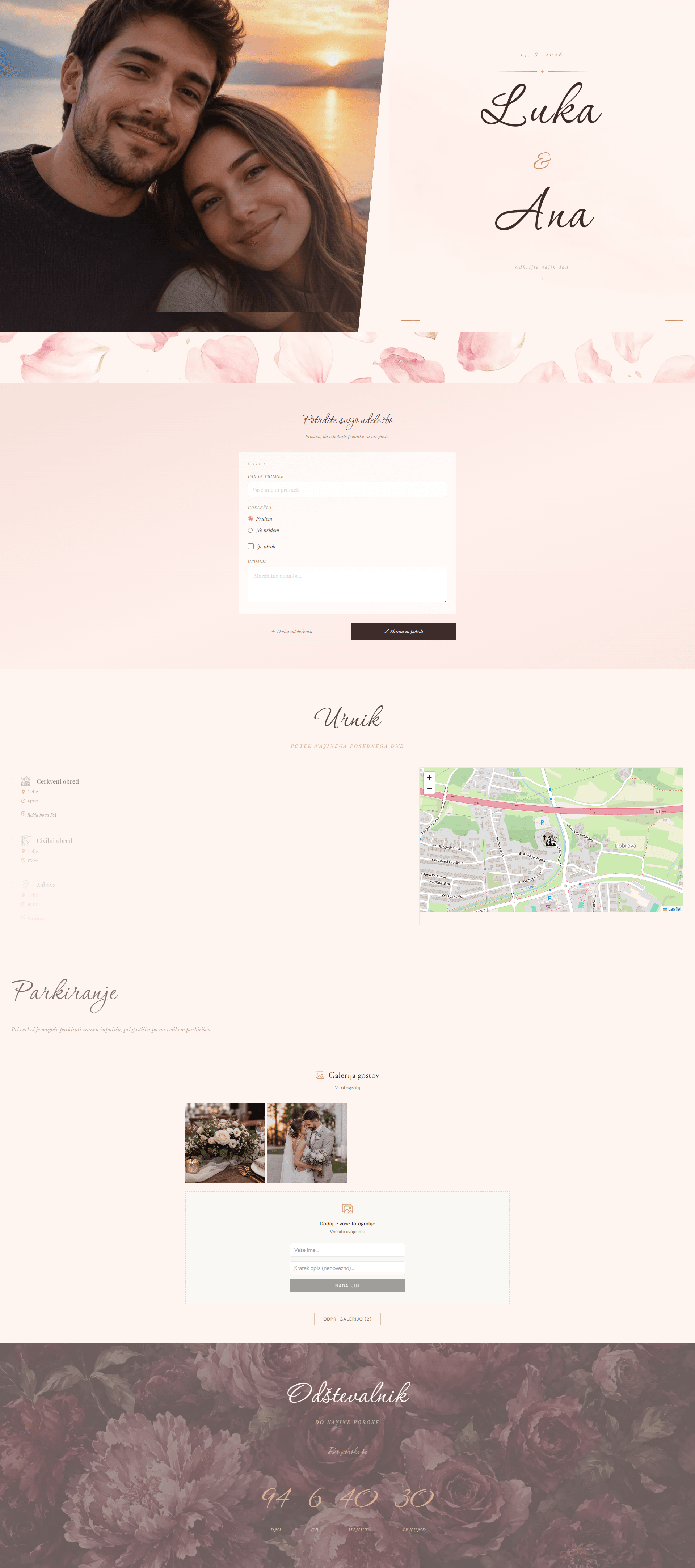 Portorož wedding website template preview